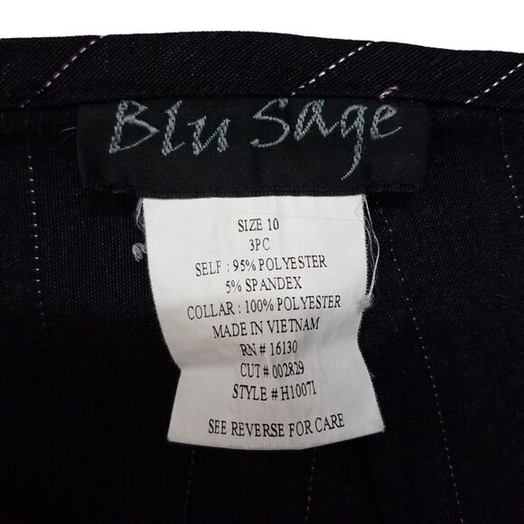 Blu Sage Womens Size 10 Black Striped Dress Pants - Picture 2 of 10